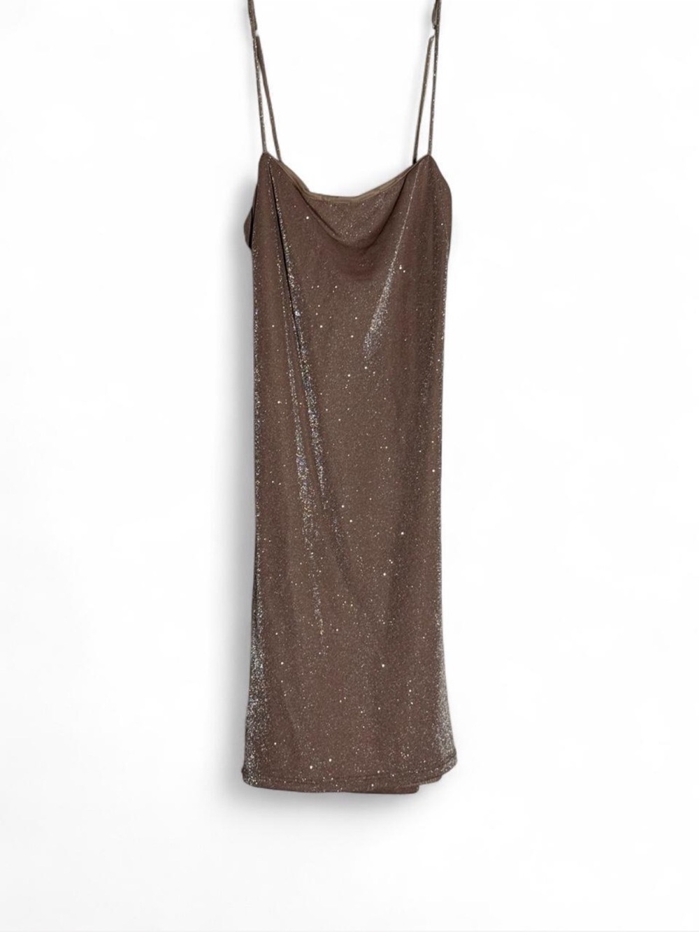 Windsor Shimmery Taupe Slip Dress with Spaghetti Straps